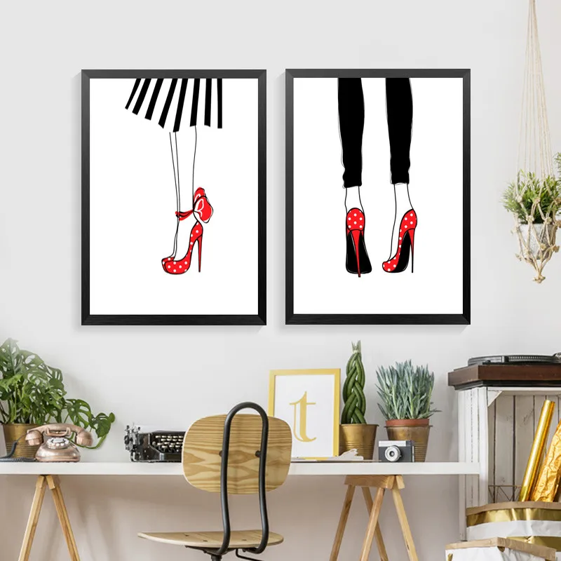 

Modern Posters And Prints Wall Art Canvas Painting Wall Pictures Nordic Fashion Girl Red Picture Decoration HD2387