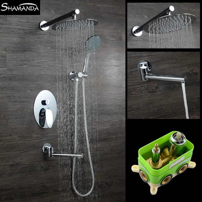 

Free Shipping Embedded Box Mixer Valve In-Wall Shower Set SUS Oval Rainfall Shower Head Bathroom Products