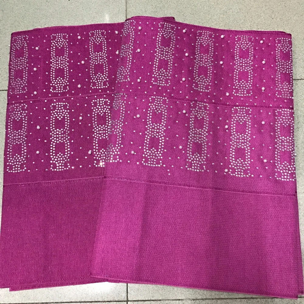 Новейшая мода персиковый нигерийский aso oke gele полностью украшенный камнями и
