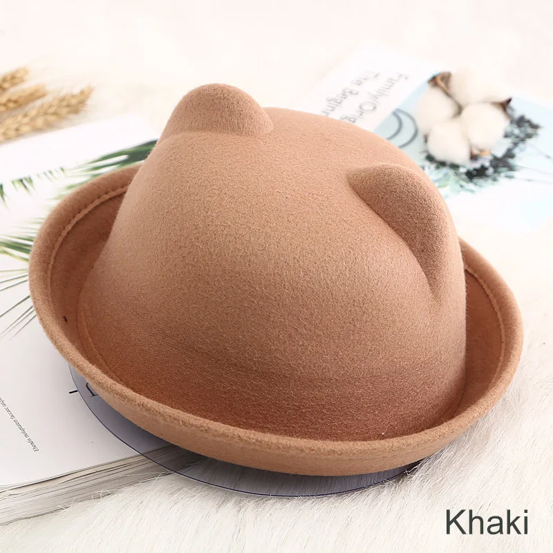 REAKIDS, детские шапки, детская шапка с ушками, летняя шапка, Детская Солнцезащитная шапка для девочек и мальчиков, одноцветная шапка-ведро для детей - Цвет: Khaki