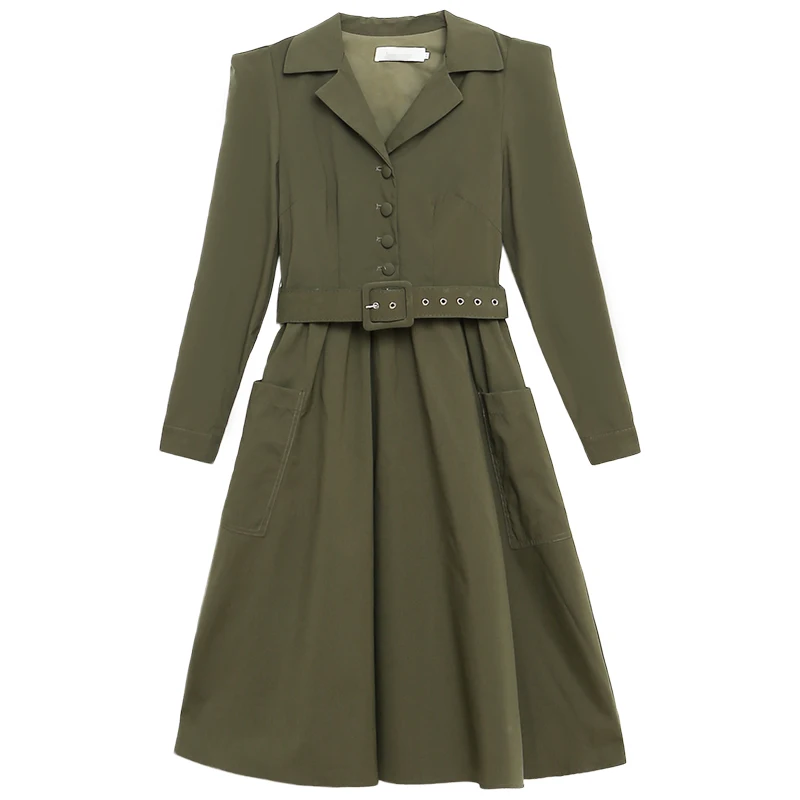 Женское платье-трапеция с v-образным вырезом и длинным рукавом облегающее