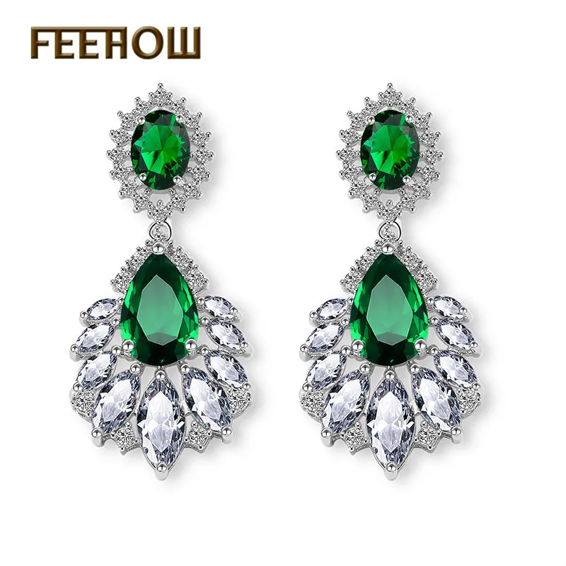 FEEHOW элегантная люстра AAA + фианит длинные большие хрустальные свадебные Висячие