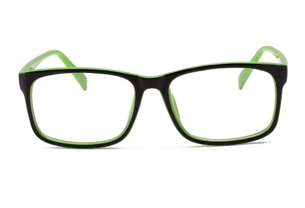 Black green Память прямоугольные классические очки унисекс Рамка очки с прозрачными линзами Rx - Цвет оправы: Black green