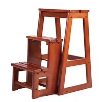 modern multi functional three step library ladder chair kitchen furniture folding wooden stool chair step ladder for home