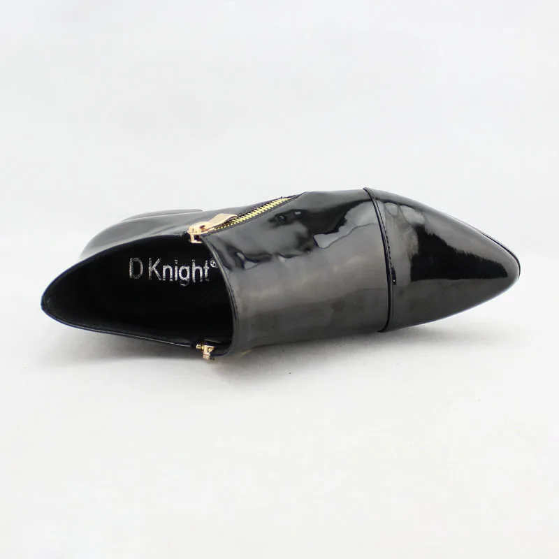 Модные женские ботинки с острым носком Однотонная женская обувь на молнии Обувь