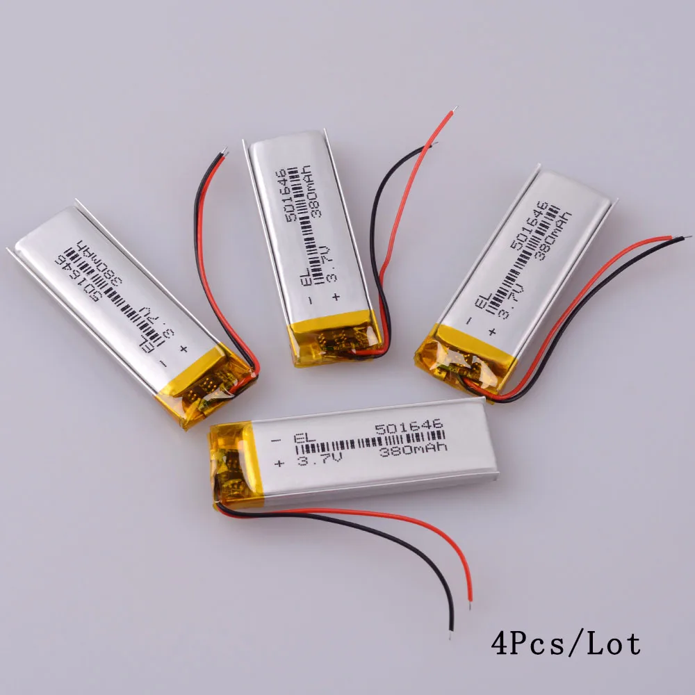 4 3,7 V 380mAh 501646 Литий-полимерная LiPo аккумуляторная батарея, ионные батареи для samsung YP-U5 плеера, маленькие игрушечные наушники - Цвет: 4