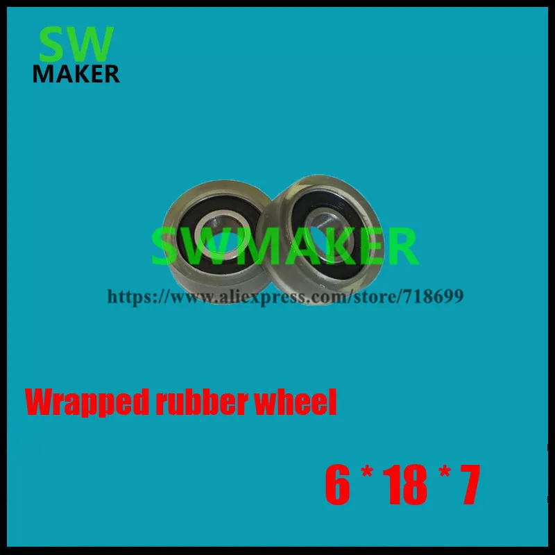 6*18*7mm miniature bearing small roller 696 pack rubber polyurethane wheel point yarn machine pulley | Обустройство дома