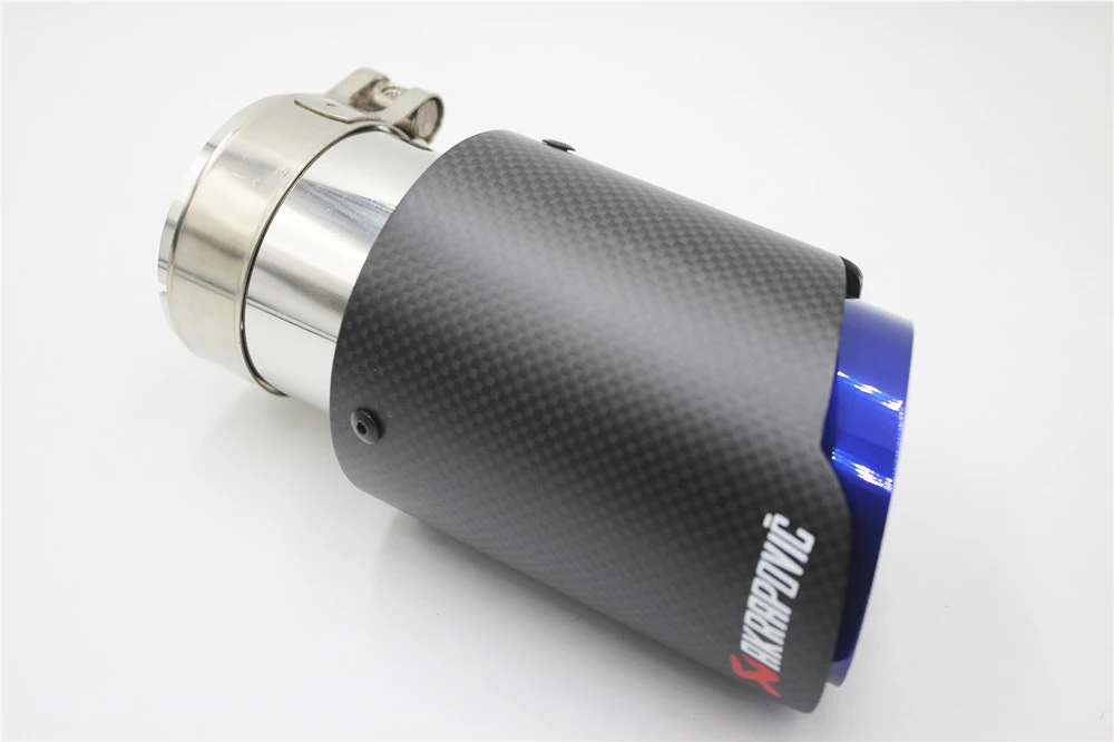1 шт. вход 63 мм выход 89 мм Универсальный наконечник выхлопной трубы akrapovic наконечник из углеродного волокна+ синий концевой выпуск глушитель наконечник