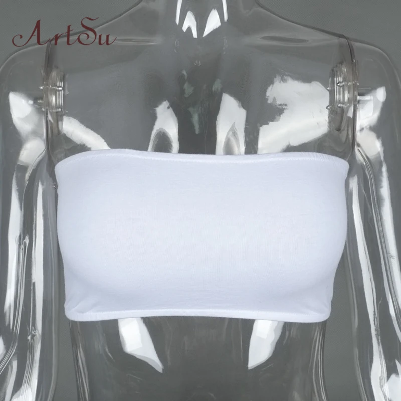 Женский укороченный топ с открытыми плечами ArtSu черный из 95% хлопка белая