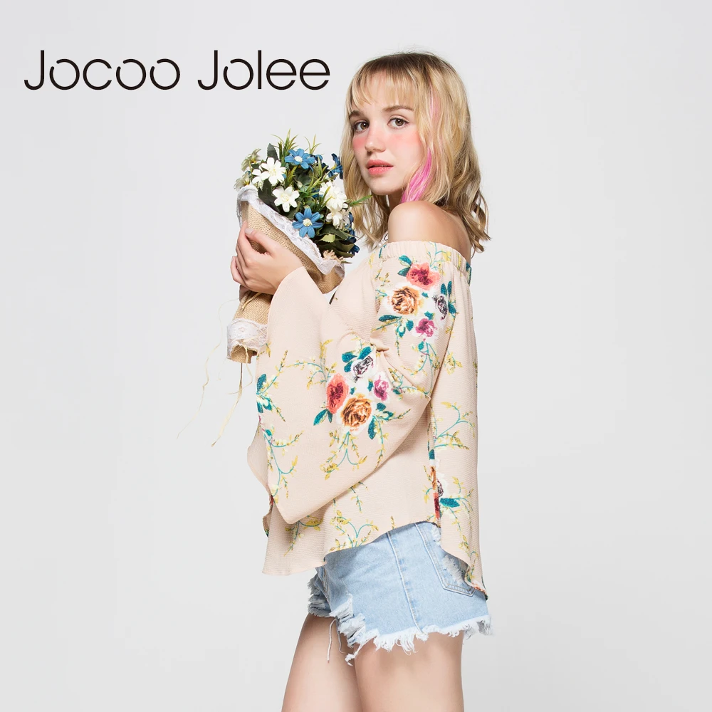 Женская блузка с открытыми плечами Jocoo Jolee пикантный Топ длинным рукавом бабочкой