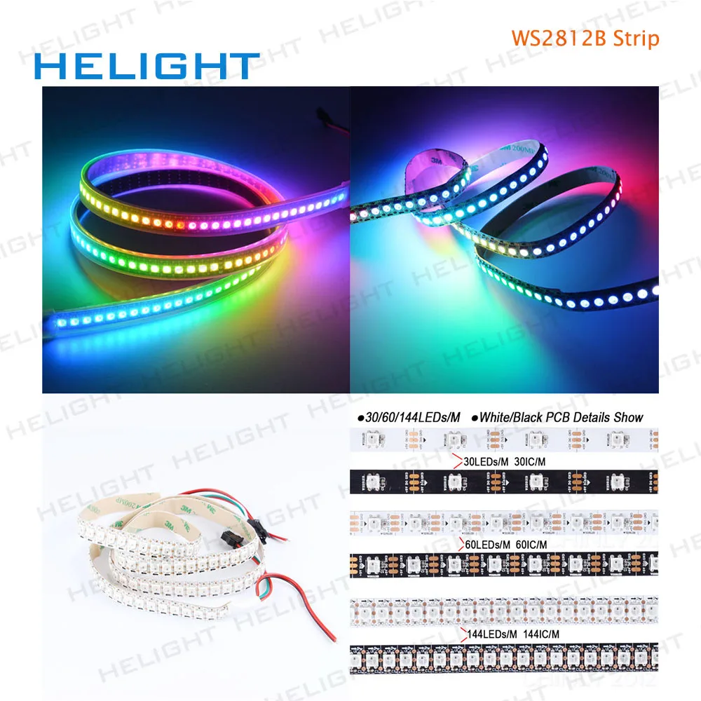DC5V WS2812B 30/60/144 светодиодный/m пикселей/светодиодный s/m IC WS2812 светодиодный смарт