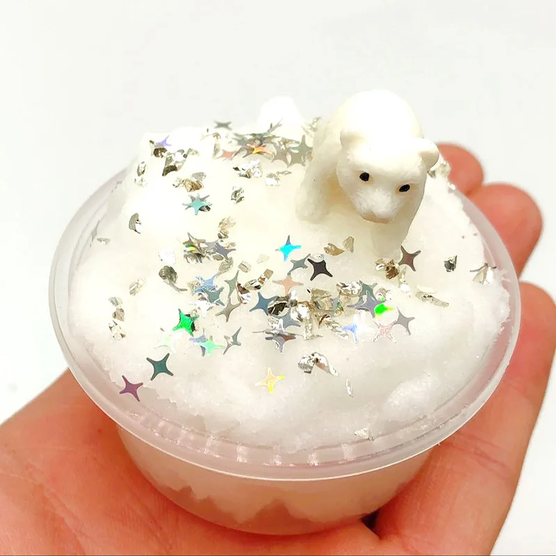 60 ml white bear mud Пингвин проволока рисунок грязи льда и снега Мир животных тысяча шелка слизи декомпрессии пластилиновые игрушки лучшие продажи прямые продажи - Цвет: 60 ml white bear mud