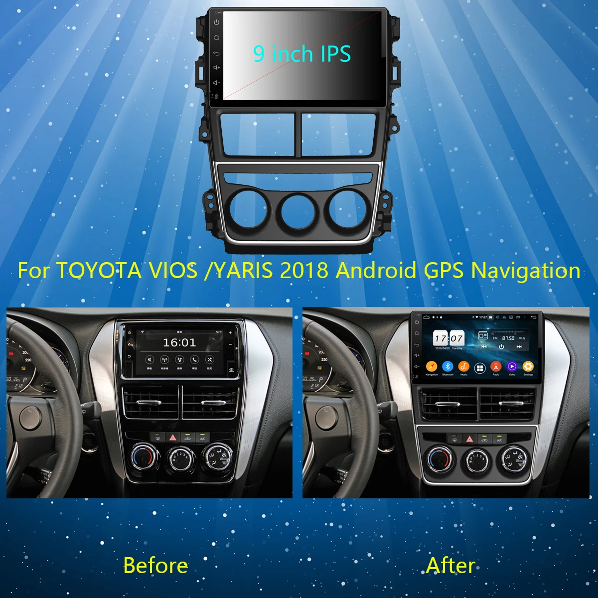 " ips 8 Core 4G+ 64G Android 9,0 автомобильный DVD мультимедийный плеер gps Радио для Toyota Yaris, Vios DSP CarPlay Parrot BT