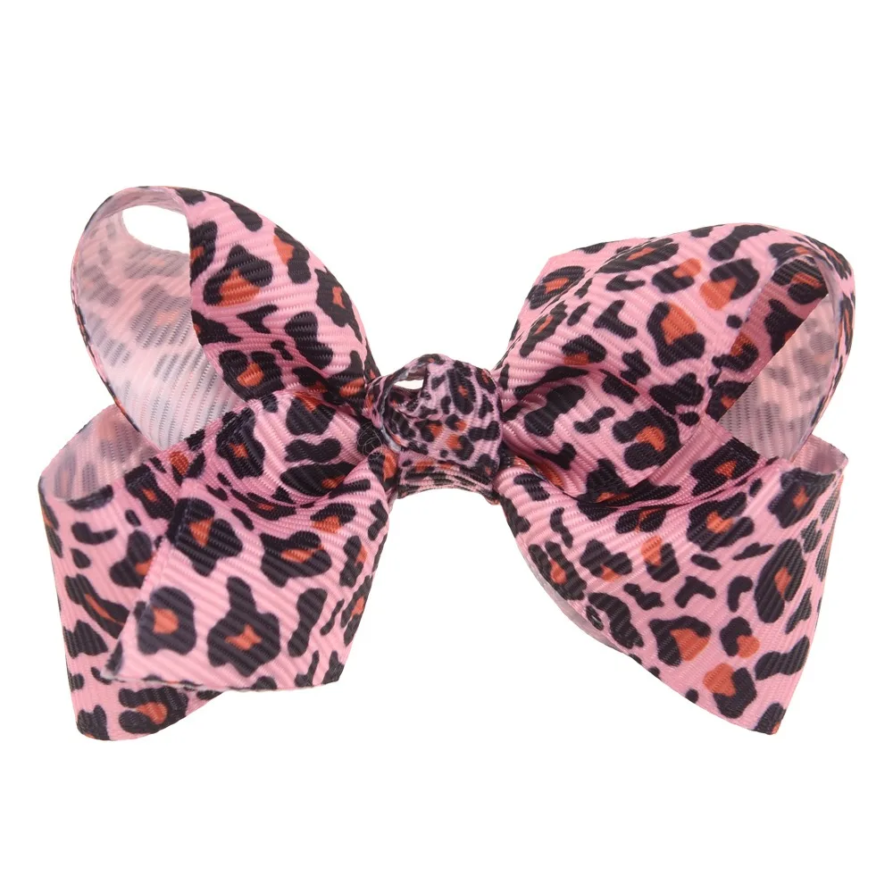 H 16 шт. 2,7 дюймов Leopard банты с принтом для волос Зебра лук милые волосы AccessoriesHair цветок BowsHair зажимы или нет заколка - Цвет: H
