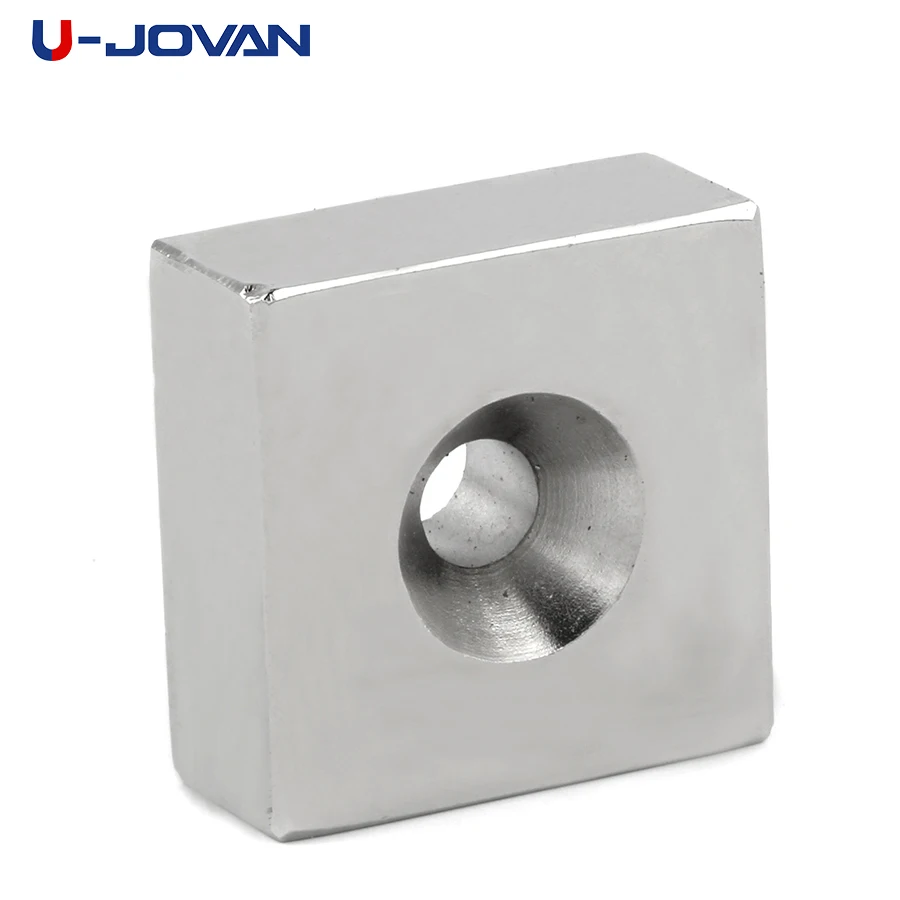 U JOVAN 1 шт 40x40x20 мм с отверстием 8 сверхмощные Редкоземельные неодимовые магниты