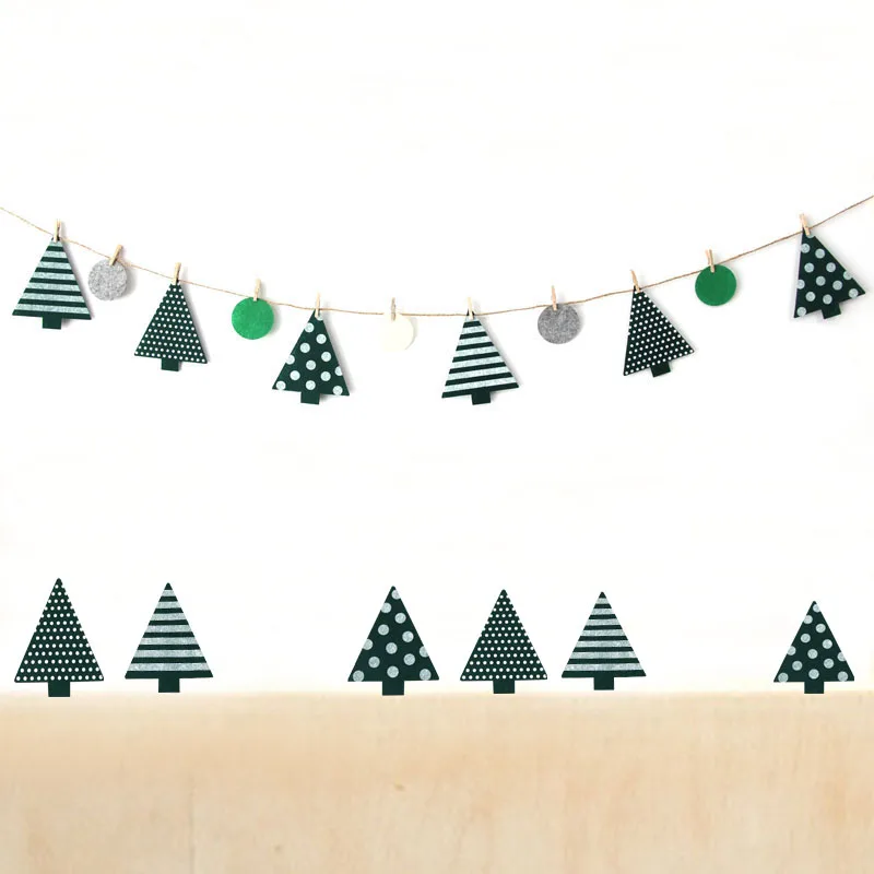 Tree and Round 1 Набор баннеров из нетканого полотна Рождественская елка и круглые флаги гирлянда лесные баннеры DIY украшение для дома Рождественская вечеринка - Цвет: Tree and Round