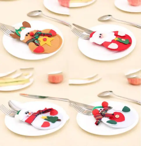 Рождественский набор посуды Санта Клауса чехол для хранения сумки ножей вилок