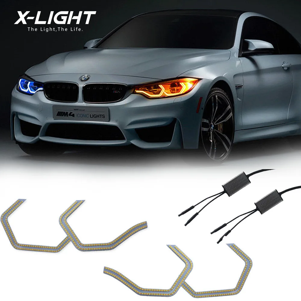 

Switchback Concept M4 Iconic Style LED Angel Eye Kit w/Relay Wirings For BMW E90 E92 F30 F31 F32 F33 F34 F80 F82 2 3 4 5 Series