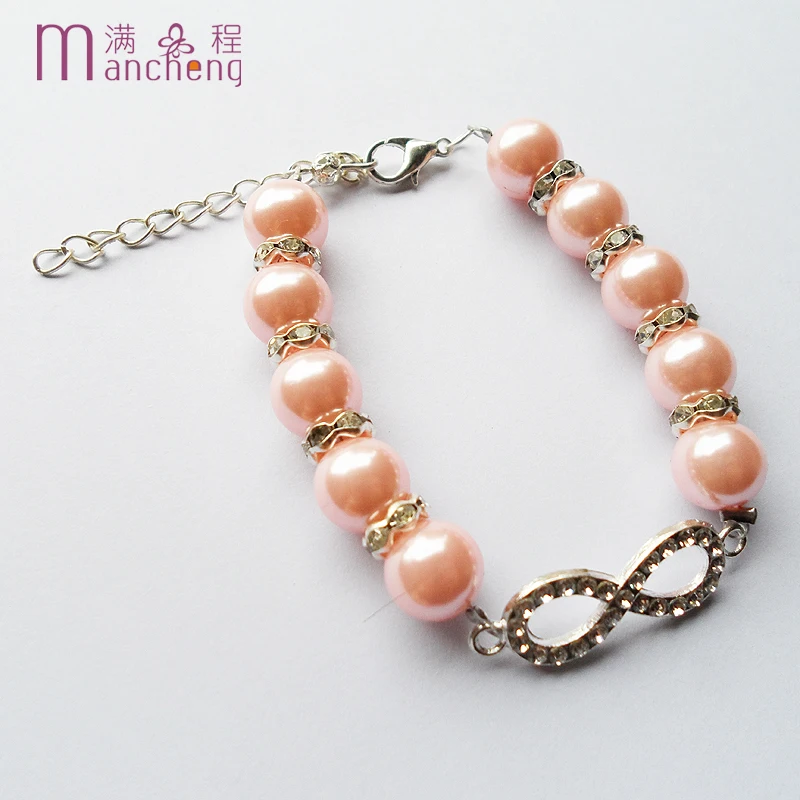 Женский браслет с искусственным жемчугом 8 дюймов карабином| |