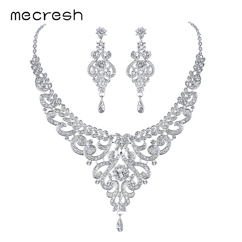 Mecresh модные африканские Ювелирные наборы для женщин Лист Кристалл Стразы