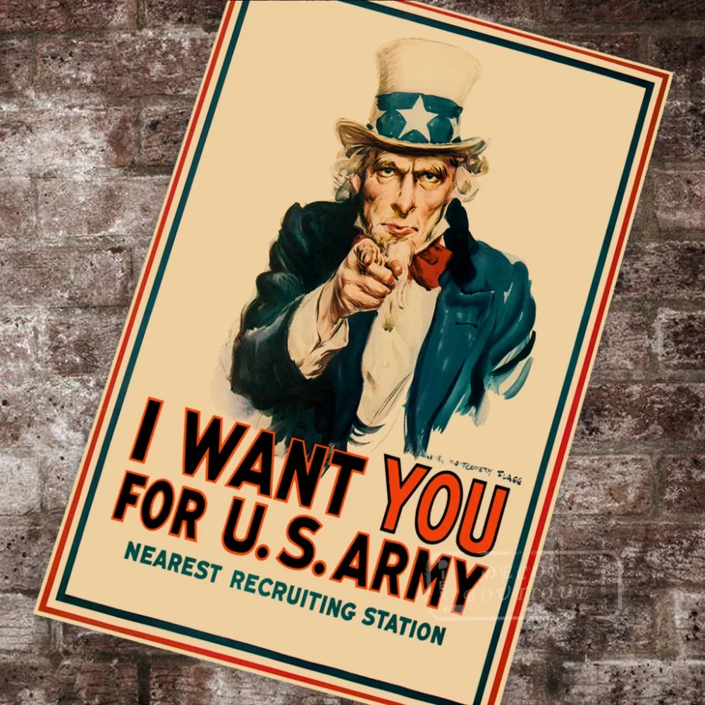 Американский WW1 WW2 винтажный военный плакат I Want You для армии США классические