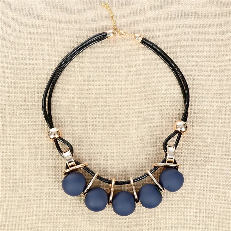 Женское ожерелье с подвеской PINKSEE длинное из черного кожзаменителя бусинами|bib