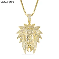 vanaxin rock hip hop jewelry men necklaces pendants paved cz necklace for men vintage jewelry gold silver color party gift box