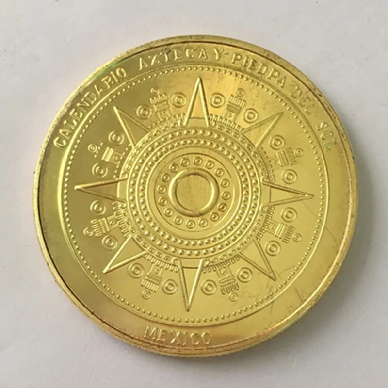 2 шт. значок из ацтекского календаря майя позолоченный унции 40 мм сувенир