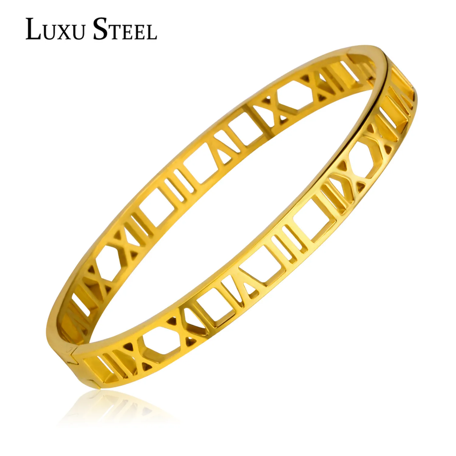 Женский браслет на запястье LUXUSTEEL вечерние браслеты золотистого цвета с римскими
