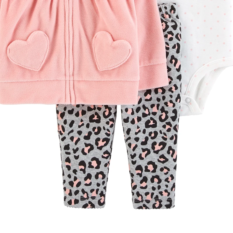 Carters 3 шт. детская одежда для девочек длинные рукава с капюшоном пальто из флиса