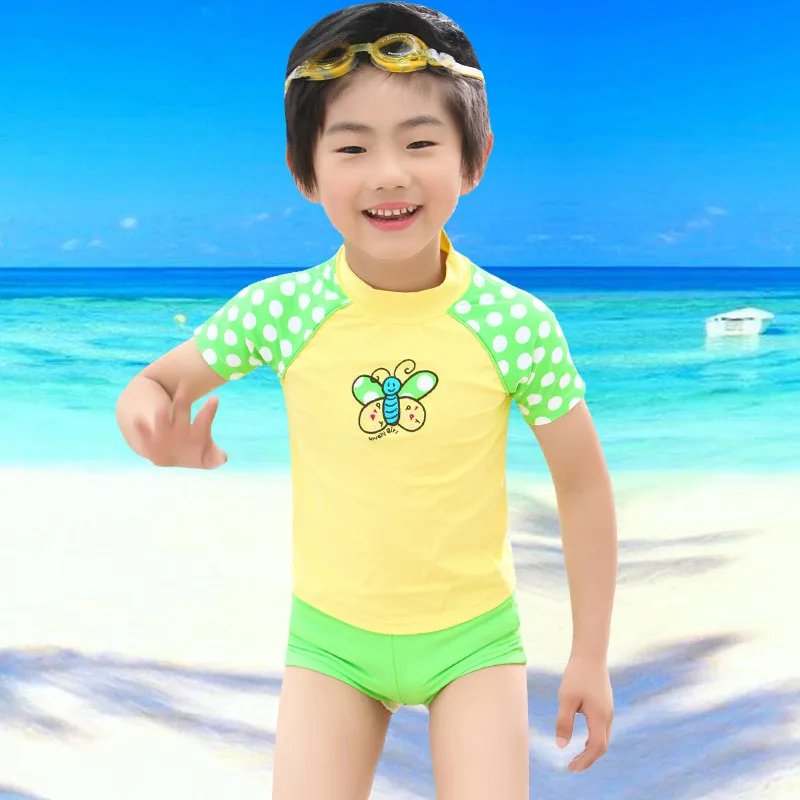 20182 шт. комплект короткий рукав Купальник для девочек купальный костюм мальчиков