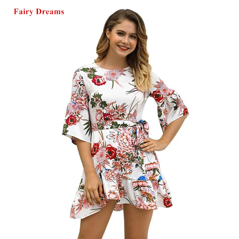 Летнее платье женское с цветочным принтом белая синяя повязка платья vestidos mujer De