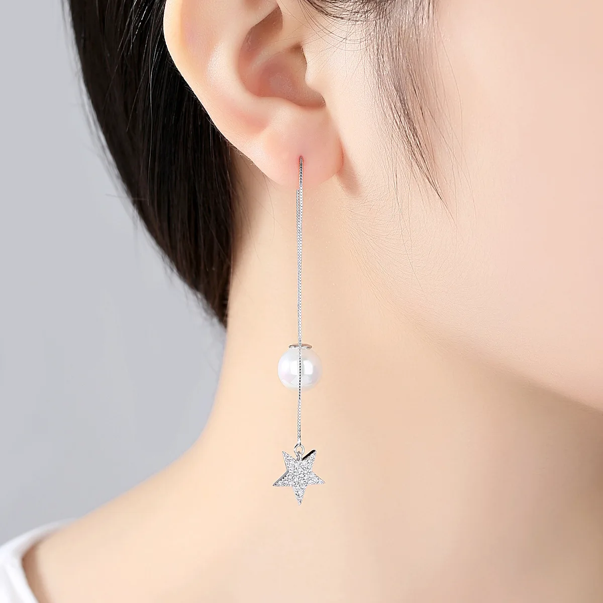 Серьги-подвески в форме звезды с кубическим цирконием имитация Подвески круглой