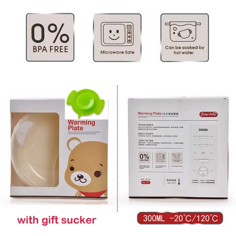 Нескользящая детская согревающая тарелка герметичная всасывающая миска
