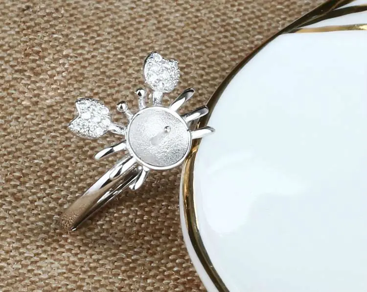 100% Стерлинговое Серебро 925 пробы-Ювелирное кольцо с крабом пустая посадка 8 мм-11