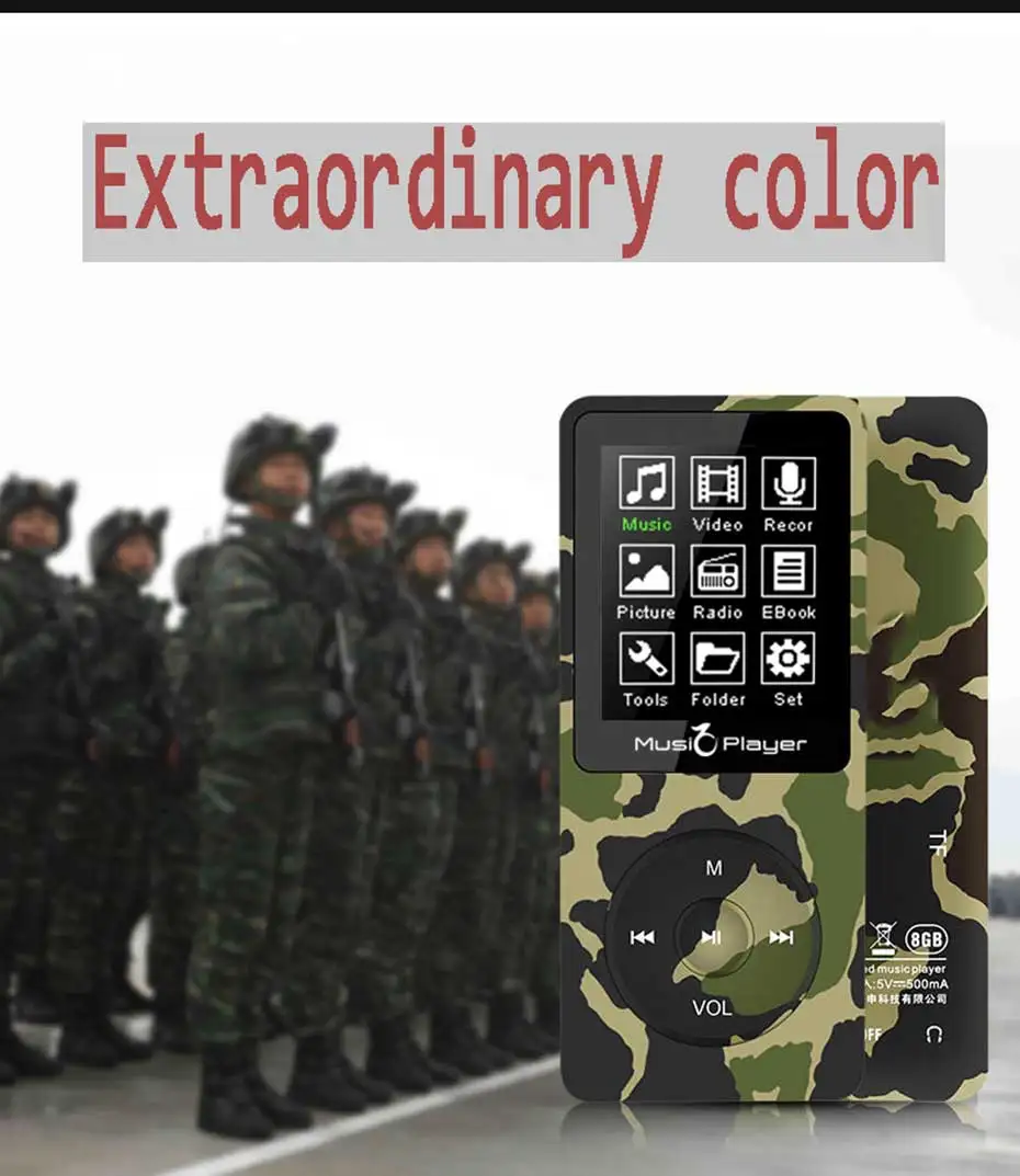 MP3-плеер для детей, встроенный динамик и 8 Гб с экраном 1,8 дюйма, может воспроизводить 100h Портативный Walkman hifi fm-радио, тонкий музыкальный плеер