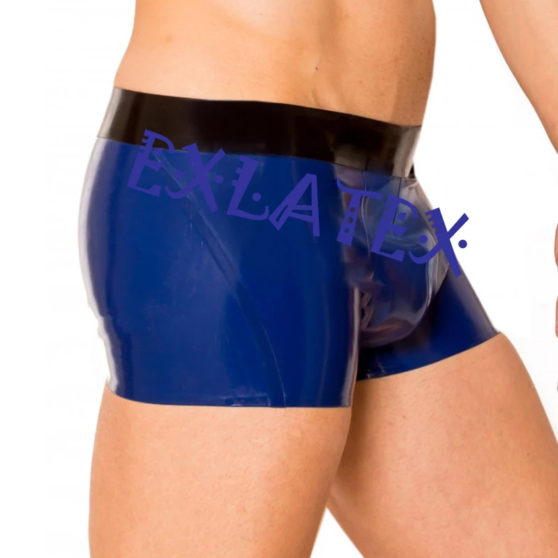 Латексные трусы мужские эротические черные латексные шорты с резиновой отделкой