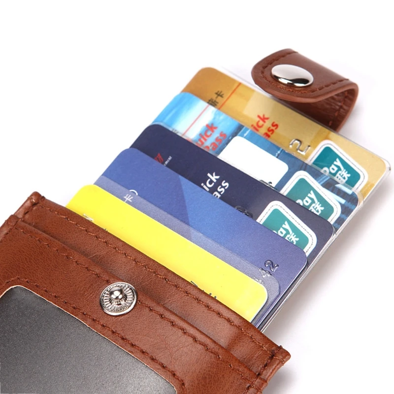 RFID Блокировка кожаный кошелек выдвижной тонкий Бизнес Кредитная карта держатель коровья кожа кошелек карман