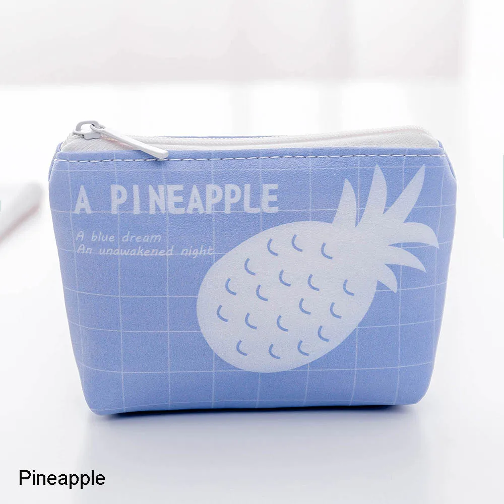 Pineapple 1 шт., новинка, женские кошельки на молнии, сумка для монет, для девушек, маленький мини кошелек, кролик, арбуз, груша, ананас, с принтом, сумка для мелочи, нулевая сумка - Цвет: Pineapple