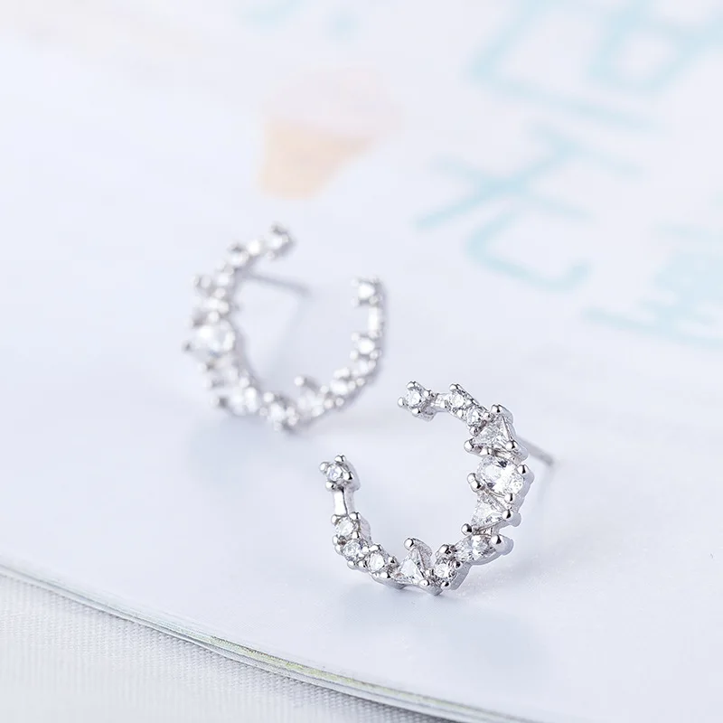 Женские серьги с цирконом RYOUCUTE из настоящего серебра Луной роскошные брендовые