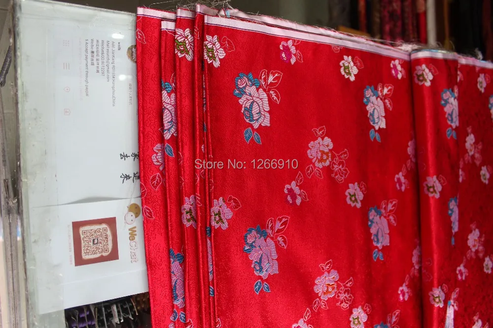 Китайская шелковая парча ткань cheongsam Подушка красная задняя Серебряная пион