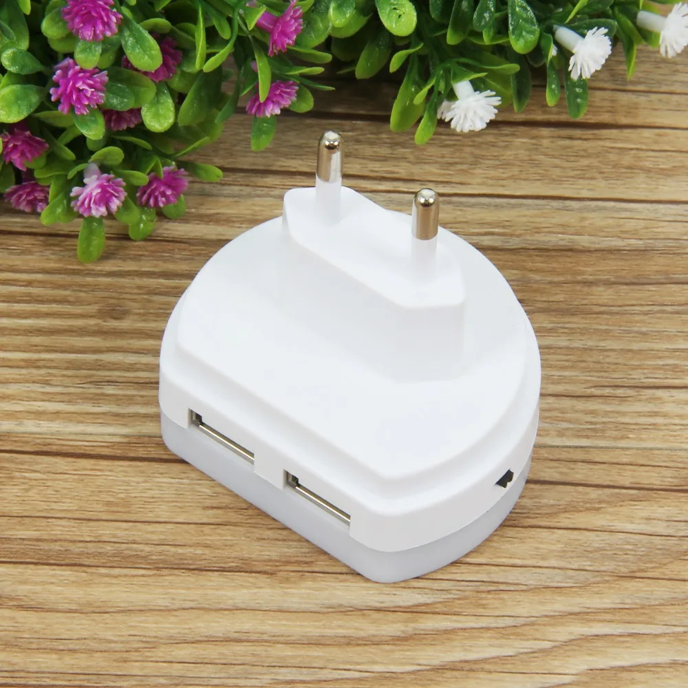 SOONHUA Smart Dual USB Порты и разъёмы стены Зарядное устройство Адаптер 5В 2.1A быстрой зарядки с светодиодный ночной Светильник США/ЕС плагин для iPhoe samsung