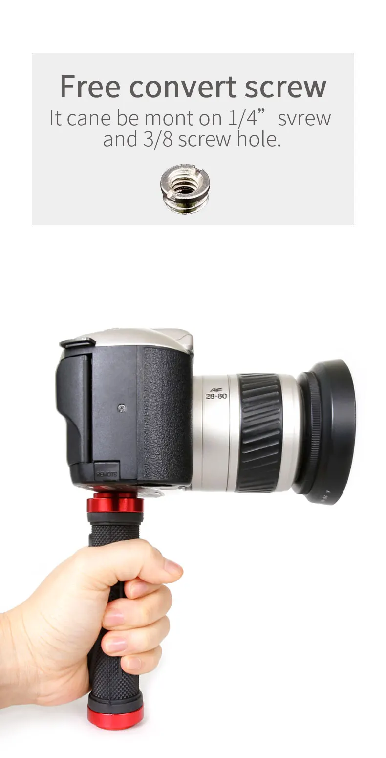 XILETU UG-01 стабильный кронштейн DSLR 1/4 ручной резиновой ручкой Стабилизатор камеры ручка для GoPro SLR смартфон