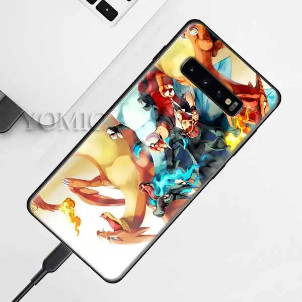 D-004 Силиконовый чехол Pokemons ball Pika для samsung Galaxy S10e S9 S8 S10 Plus S7 Note 9 8 A50 A70, черный мягкий чехол - Цвет: D-004