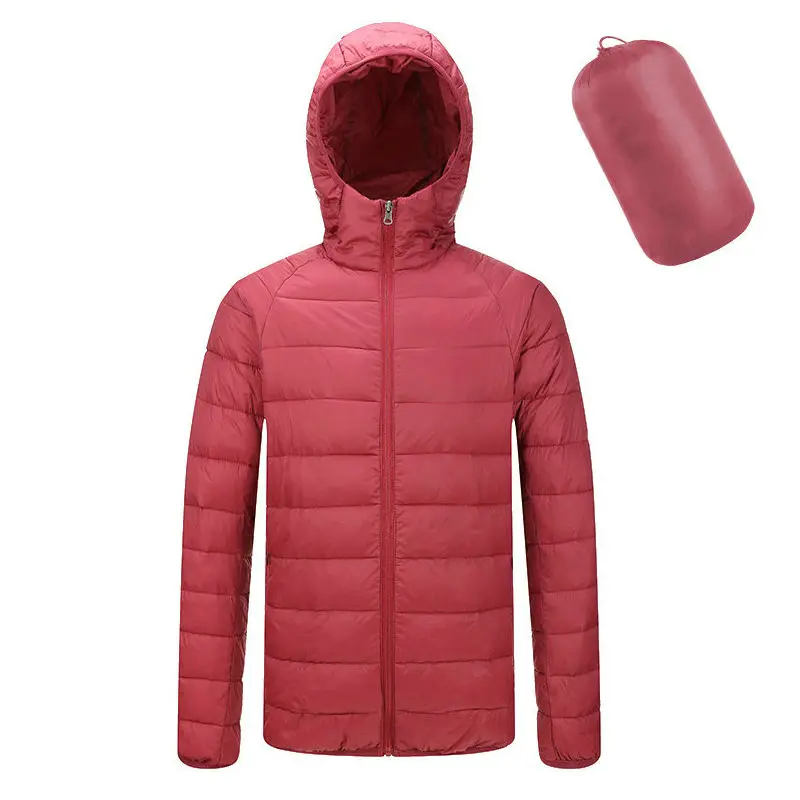 Hooded Осенняя зимняя куртка Мужская Легкая однотонная с капюшоном Ультралегкая пуховая Хлопковая весенняя зимняя куртка для мужчин - Цвет: Hooded