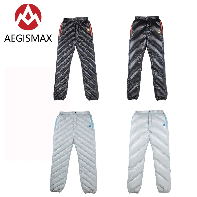 AEGISMAX Travel Ultralight Unisex 95% White Goose Down Pants Outdoor Camping Pants Waterproof Warm Goose Down Trousers 800FP