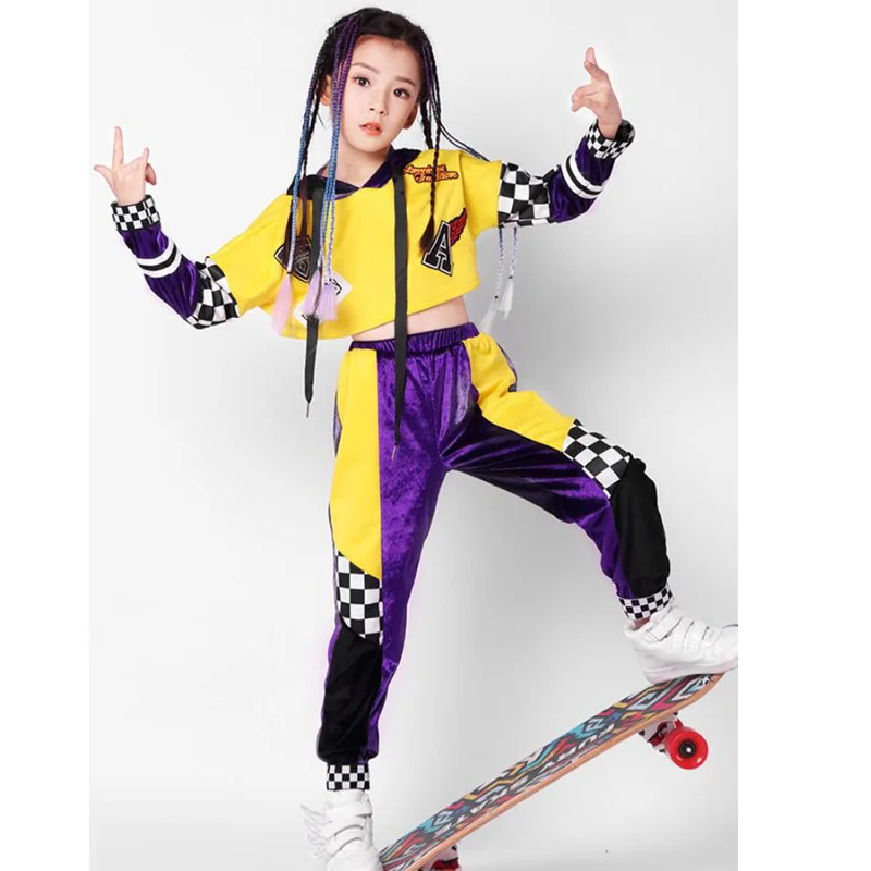 Детский костюм для танцев в стиле хип хоп джаз Повседневная футболка девочек топ