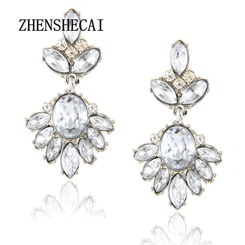 Женские серьги пусеты e0244 длинные капельки из сплава с драгоценными камнями|women