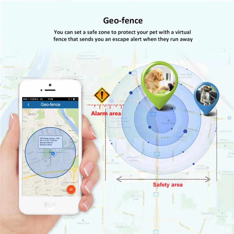 Мини GPS трекер для домашних животных с ошейником GSM/GPRS позиционирование в