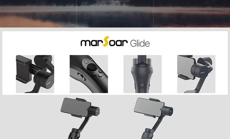 Official Emax Marsoar Glide 3-Axis Handheld Gimbal Stabilizer For Mobile Phones with tripod and strap